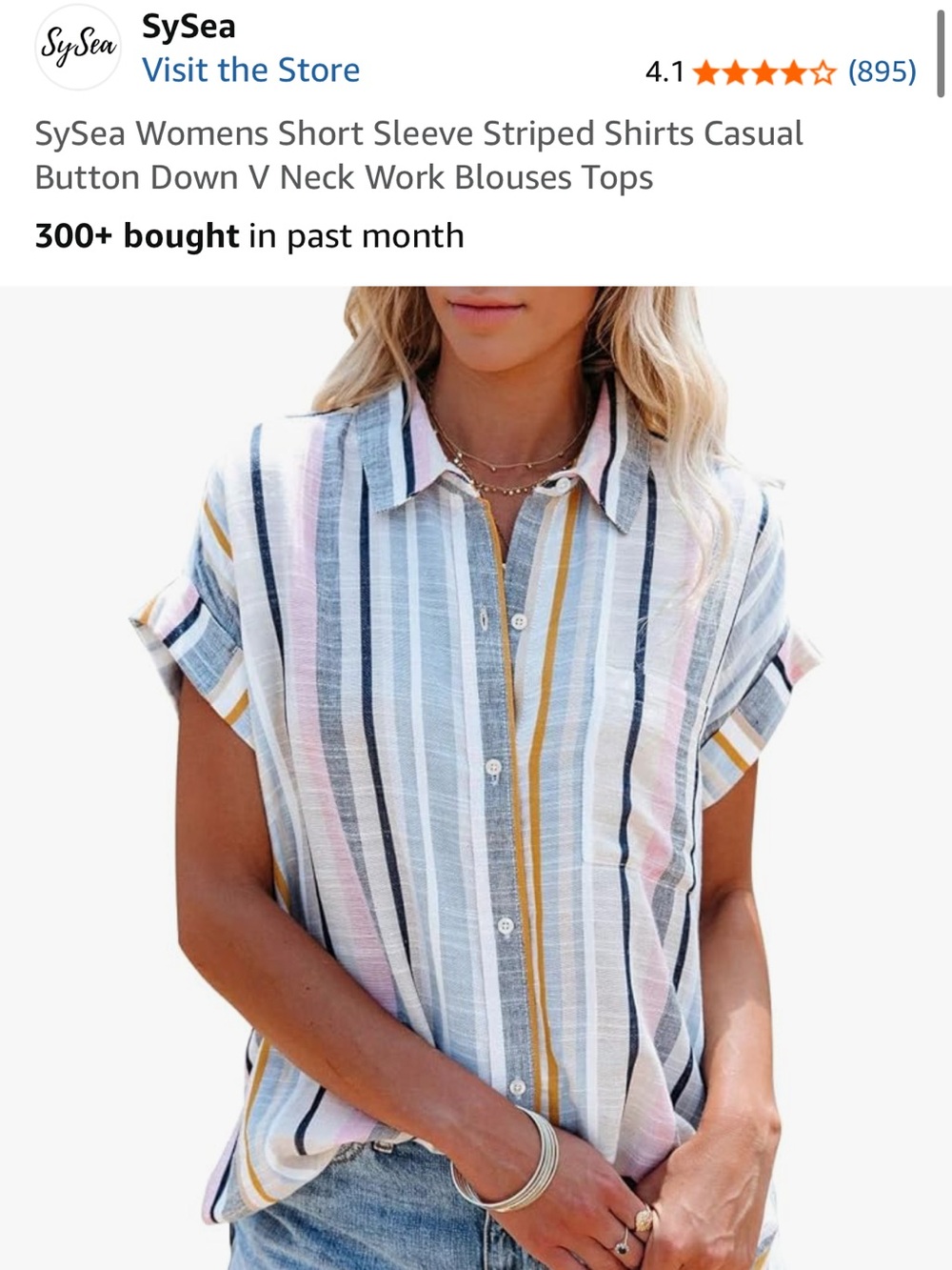 Sy Sea Women's Short Sleeve Striped Button-Down Shirt - Pastel Multi